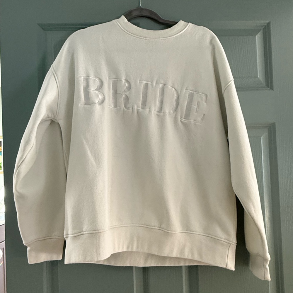 Bride Embroidered Crewneck Sweater - Cream